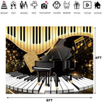Piano Backdrop, Piano Keyboard Musical Notes Photography Background, 8x6ft - Image 3