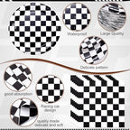 Funnymoom 452 Pcs Checkered Flag Party Supplies for 50 Guests, Black and White Checkered Paper Plates Napkins Cups Tablecloth Cutlery Straws for Race Car Birthday Party Decorations - Image 2