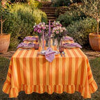 Tudomro Striped Tablecloth, Rectangle, Tangerine,Ochre, 84'' X 60'' - Image 5