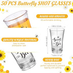Funnymoom 50 Sets Bee Party Favors Shot Glasses Honey Bee Gifts for Guests Souvenir Sweet As Can Acrylic Clear Gender Reveal Party Thank Card and Organza Bags for Birthday - Image 2