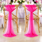 MDS Pack of 125 Chiffon Chair Sashes for Wedding & Event Décor - Hot Pink - Image 5