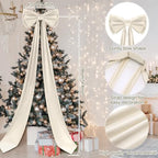 Wavwavw Christmas Giant Velvet Bow Decor Ivory Big Bow, 75 x 18 Inches - Image 2