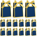 AmazingSpark 50 Pcs Navy Blue Gold Mini Gift Bags Bulk 6.3 x 3.9 x 2.8 Inch Party Favors Elegant Small Gift Bags with Handles and Ribbon Bows for Wedding Birthday Bridal Baby Shower Party Favors by Unknown