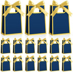 AmazingSpark 50 Pcs Navy Blue Gold Mini Gift Bags Bulk 6.3 x 3.9 x 2.8 Inch Party Favors Elegant Small Gift Bags with Handles and Ribbon Bows for Wedding Birthday Bridal Baby Shower Party Favors by Unknown