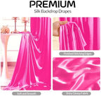 Hot Pink Satin Backdrop Curtains 8 Panels - Glitter Photo Drapes for Baby Shower, 40x10FT Shimmer Back Drop Cloth, Wrinkle Free for Birthday Wedding Holiday Celebration Bachelorette Party Decorations - Image 2