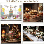 Set of 3 Wooden Cake Stand - 8 10 12 Inch Cake Pedestal with Metal Legs - Image 4