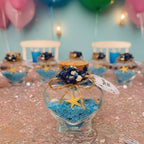 Wedding Favor Guest Bulk, Set of Heart Glass Candle Party with Custom Sticker for Guest in Bridal Party Favors, Baby Shower Gifts, Gel Candle Wedding Favors (White Gel Blue Sand, Set of 150) - Image 4