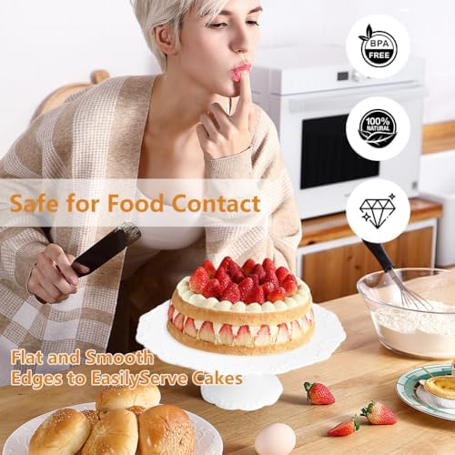 12 Inch Cake Stand for 10 Inch Cakes, Porcelain Wedding Cake Stand for Party, Round Dessert Cake Display Stand Plate - Elegant White Cake Pedestal Stand for Birthday, Baby Shower, Christmas, and Party Display (12 Inch) - Image 5