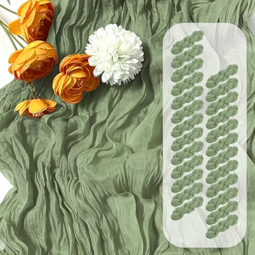 25 Pack Sage Green Cheesecloth Table Runner 17 x 108 Inch Gauze Table Runner Fabric Semi Sheer Cheese Cloth Table Runner Bulk for Rustic Romantic Wedding Baby Shower Table Decoration by Unknown