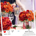 Geosar 8 Bundles Artificial Peonies Flowers,Orange, Deep Red - Image 4