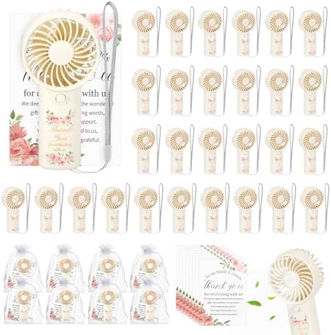 60Pcs Mini Handheld Fans for Wedding Bridal Baby Shower Guests by Winocbxt