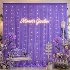 20 x 10ft Purple Chiffon Backdrop Curtain with Lights String for Parties,4 Panels Sheer Tulle Curtain Wedding Backdrop for Baby Shower Birthday Party Ceremony Reception Home Decorations - Image 5