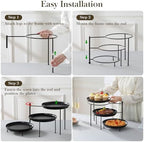 MALACASA Round 3 Tier Serving Tray, 10 Inch Black Porcelain Dessert Stand - Image 3