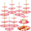 Patelai 8 Pack Plastic 3 Tier Cupcake Stand Holder, Pink by Patelai