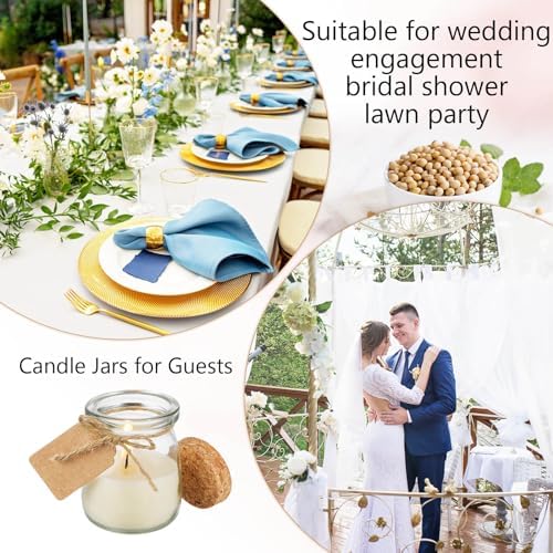 MTLEE 50 Pcs Wedding Jar Candles for Guests Wedding Candle Gift Natural Wax Candles with DIY Tag Cards for Bridesmaid Baby Shower Party Favors Home Supply Decor, Scents of Soybean - Image 4