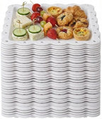 Plastic Serving Tray, 24 Pack Catering Trays Square Serving Platters Fast Food Trays, Reusable Plastic Tray For Party Anniversary Wedding Christmas Baby Shower (White) by Zitonyang