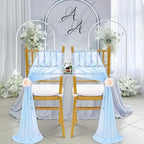 Fanqisi Light Blue Wedding Chair Sashes: 48 Pieces 8ft Long Chair Bow Designed Decorative - Baby Shower Aisle Party Decoration - Image 2