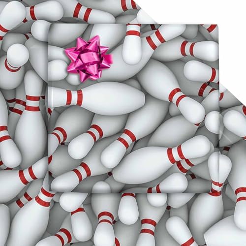 Bowling Pins Pattern Christmas Wrapping Paper Matte,Color Gift Wrapping Paper,Perfect For Wedding,Valentine'S Day,Birthday,Baby Shower,Diy Bouquet(Bowling,5 Rolls) - Image 2
