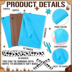 50 Pcs My First Rodeo Birthday Party Favors Bags with Handles for Guest Western Cowboy 1st Birthday Gift Bag with Tissue Paper Ribbons Cowboy Candy Bag My First Rodeo Party Supply(Blue) - Image 3