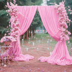10ft x 10ft Pink Backdrop Drapes, Wrinkle-Free Sheer Chiffon Fabric Backdrop Curtain, Wedding Arch Draping for Ceremony, Party, Galentines Day Decor, Photo Booth Background by WishCare