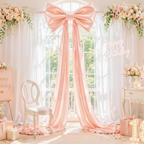Dusty Pink Large Bows for Backdrop Giant Bows Birthday Party Decorations Large Pink Giant Bow Decor Wedding Baby Shower Birthday Photo Booth Room Decor 47"x24" - Image 5