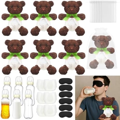 6 Sets Bottle Chug Baby Shower Games Chocolate Brown Bear by Yearntown