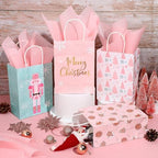 Zhanmai 48 Pcs Pink Christmas Gift Bags with Tissue Paper,Pastel - Image 4