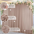 20ft x 10ft Taupe Backdrop Curtain Drapes, Wrinkle-Free Sheer Chiffon Fabric Photo Backdrop Panels for Wedding Arch Party Ceremony Stage Photo Backgrounds - Image 7