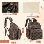 Omanmoli Checkered Diaper Bag Backpack Large Baby Diaper Bag Leather with 17 Diaper Bag Organizing Pouches,Changing Pad,Stroller Straps,4 Insulated Pockets, Coffee - Image 5