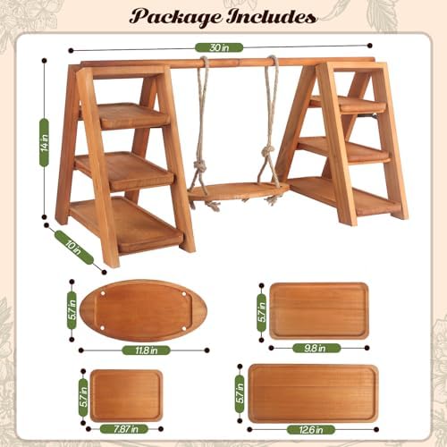 Wisreach Wooden 3 Tier Cupcake Stand, Rustic Cupcake Display Stand for Dessert Table, Foldable Serving Tray Tower for Party, Wedding, Birthday, Baby Shower, Holiday Events - Image 5
