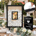 Wedding Guest Book Alternatives, Rustic Wedding Guest Book Sign Reception Drop Box with 100 Wooden Picture Frame Hearts for Wedding Anniversary Birthday Party (Black) - Image 6
