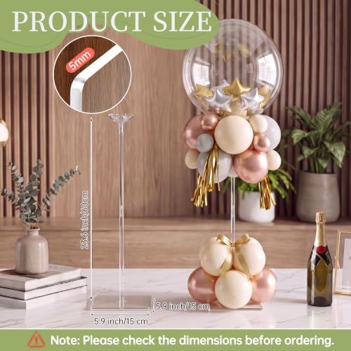 Aneco 6 Pieces Clear Acrylic Balloon Stand Set 23.6 Inches Height Balloon Centerpieces Stand with 6 Water Bags for Table Top Birthday Wedding Party Event Decoration (Balloons Not Included) - Image 2