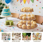 J JOYSAY Terracotta Print Acrylic Cupcake Stand 3 Tier Dessert Table Display Set Clear Cake Stands for Baby Shower Wedding Party Decorations Easy Assembly Donut Tower - Image 7