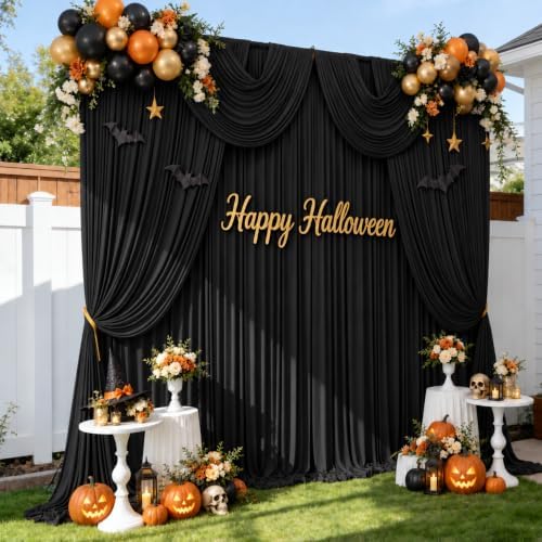 10FTx14FT Black Backdrop Curtains for Wedding Party, Birthday and Halloween - Image 3