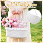 3PACK White Woven Gift Basket Set with Long Handles Gift Basket Empty - Image 5