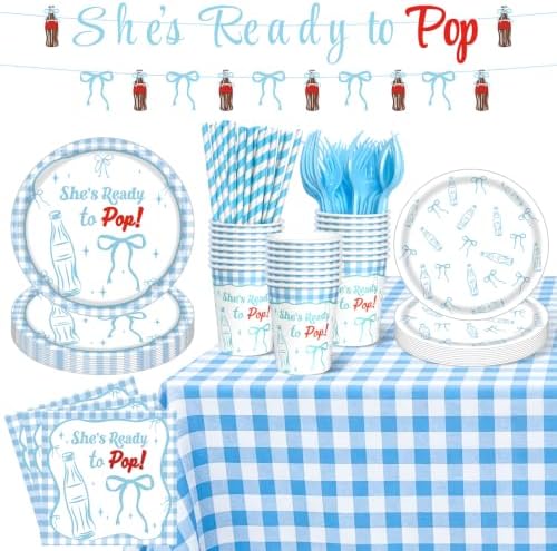 178 Pcs Shes Ready to Pop Baby Shower Decorations Retro Soda Party Decor by Unknown