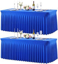 2 Pack 6ft Royal Blue Spandex Table Cloths for Rectangle Tables Wrinkle Free Rectangle Tablecloths, Stretch Fitted Table Cover with Skirt for Birthday Party Wedding Banquet Baby Shower Buffet Event by Suppromo
