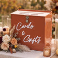 BreezeHug 10" Burnt Orange Wedding Card Box with Lock, Fall Boho Money Box by Unknown