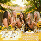 Funnymoom 50 Sets Sunflower Birthday Party Favors for Guests Souvenir Yellow Sunflower Acrylic Clear Shot Glasses Thank You Tags with Organza Bridal Shower Baby Shower Party Supplies - Image 2