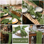 20 Pack Cheesecloth Table Runner 17 x 108 Inch, Olive Green - Image 7