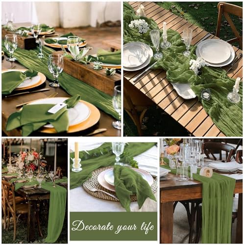 20 Pack Cheesecloth Table Runner 17 x 108 Inch, Olive Green - Image 7