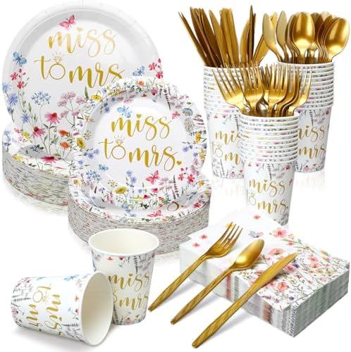 400 Pcs Miss to Mrs Bridal Shower Plates Napkins Weddng by Suttmin