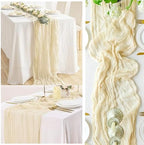 10FT 20 Pack Beige Cheesecloth Table Runner 20 x 120 Inch Long Rustic Gauze Fabric Cheese Cloth Table Runner for Wedding Bridal Baby Shower Table Decorations Boho Sheer Birthday Party Table Decor - Image 6