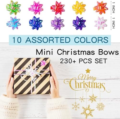 230 Pcs Iridescent Bright Bows for Gift Wrapping, 1 in Mini Gift Wrap Bows for Christmas Decorations, Hanukkah, Birthdays, Weddings, Bridal Showers, Baby Showers Occasion (Rainbow Color) - Image 2