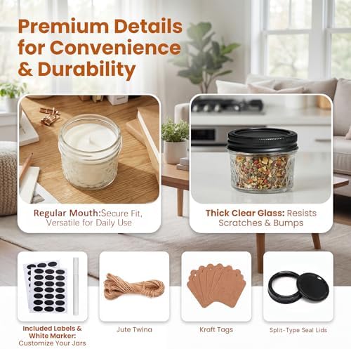 QAPPDA 4oz Clear Glass Mini Mason Jars, 40 Pack Small Canning Jars - Image 3