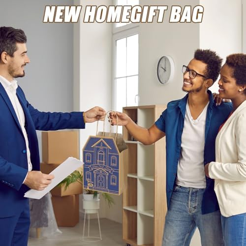 Colarr 50 Pcs House Shaped Gift Bag Real Estate Agent Supplies, Blue - Image 3