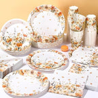 Ziliny Fall Floral Party Decorations, Paper Plates Napkins Cups Serve 50 - Image 6