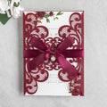 20Pcs Burgundy Laser Cut Wedding Invitation Cards With Envelopes by FEIYI