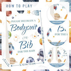 Bibs Bodysuits Baby Shower Game Sign Set Newborn Onesies Feeder Gift Fabric Marker Stencils Kit - Image 3