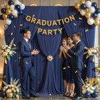 20x10FT Backdrop Curtains with Rod Pockets - Wrinkle Free Photo Stage Backdrop 4 Panels Curtains Drapes for Photography Wedding Party Baby Shower Decorations (Navy Blue) - Image 2